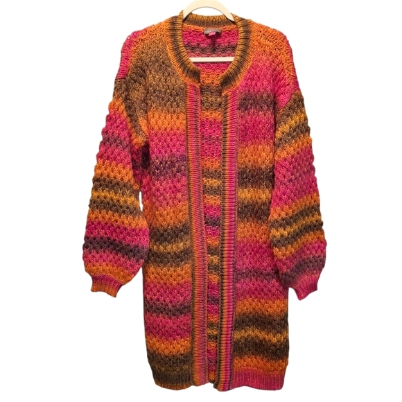Vince Camuto Sweaters - Vince Camuto Autumn Red Open-Front Long Sleeve Duster Cardigan Women Size Small